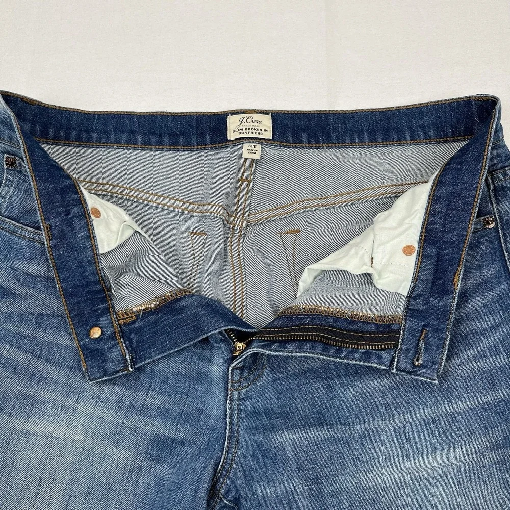 J. Crew Slim Boyfriend Jeans Womens 31T Blue‎ Medium Wash Relaxed Slim Straight